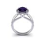3 Carat Oval Shape Amethyst and Halo Diamond Ring In 14 Karat White Gold Image-4