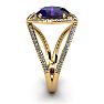 3 Carat Oval Shape Amethyst and Halo Diamond Ring In 14 Karat Yellow Gold Image-3