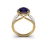 3 Carat Oval Shape Amethyst and Halo Diamond Ring In 14 Karat Yellow Gold Image-4