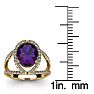 3 Carat Oval Shape Amethyst and Halo Diamond Ring In 14 Karat Yellow Gold Image-5