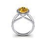 3 Carat Oval Shape Citrine and Halo Diamond Ring In 14 Karat White Gold Image-4