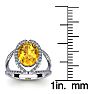 3 Carat Oval Shape Citrine and Halo Diamond Ring In 14 Karat White Gold Image-5