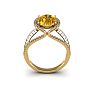 3 Carat Oval Shape Citrine and Halo Diamond Ring In 14 Karat Yellow Gold Image-4