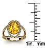 3 Carat Oval Shape Citrine and Halo Diamond Ring In 14 Karat Yellow Gold Image-5