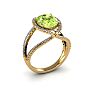 3 Carat Oval Shape Peridot and Halo Diamond Ring In 14 Karat Yellow Gold Image-2