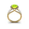 3 Carat Oval Shape Peridot and Halo Diamond Ring In 14 Karat Yellow Gold Image-4