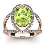 3 Carat Oval Shape Peridot and Halo Diamond Ring In 14 Karat Rose Gold Image-1