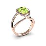 3 Carat Oval Shape Peridot and Halo Diamond Ring In 14 Karat Rose Gold Image-2