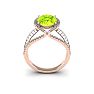 3 Carat Oval Shape Peridot and Halo Diamond Ring In 14 Karat Rose Gold Image-4