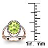 3 Carat Oval Shape Peridot and Halo Diamond Ring In 14 Karat Rose Gold Image-5