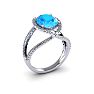 3 3/4 Carat Oval Shape Blue Topaz and Halo Diamond Ring In 14 Karat White Gold Image-2