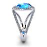 3 3/4 Carat Oval Shape Blue Topaz and Halo Diamond Ring In 14 Karat White Gold Image-3