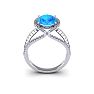 3 3/4 Carat Oval Shape Blue Topaz and Halo Diamond Ring In 14 Karat White Gold Image-4