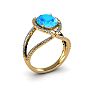 3 3/4 Carat Oval Shape Blue Topaz and Halo Diamond Ring In 14 Karat Yellow Gold Image-2