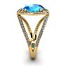 3 3/4 Carat Oval Shape Blue Topaz and Halo Diamond Ring In 14 Karat Yellow Gold Image-3