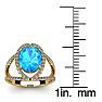 3 3/4 Carat Oval Shape Blue Topaz and Halo Diamond Ring In 14 Karat Yellow Gold Image-5