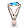 3 3/4 Carat Oval Shape Blue Topaz and Halo Diamond Ring In 14 Karat Rose Gold Image-3