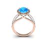 3 3/4 Carat Oval Shape Blue Topaz and Halo Diamond Ring In 14 Karat Rose Gold Image-4