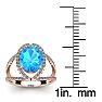 3 3/4 Carat Oval Shape Blue Topaz and Halo Diamond Ring In 14 Karat Rose Gold Image-5