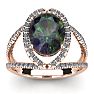 3 Carat Oval Shape Mystic Topaz Ring With Fancy Diamond Halo In 14 Karat Rose Gold Image-1