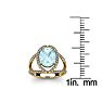 Aquamarine Ring: Aquamarine Jewelry: 2 3/4 Carat Oval Shape Aquamarine and Halo Diamond Ring In 14 Karat Yellow Gold Image-5