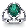 2 3/4 Carat Oval Shape Emerald and Halo Diamond Ring In 14 Karat White Gold Image-1