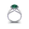 2 3/4 Carat Oval Shape Emerald and Halo Diamond Ring In 14 Karat White Gold Image-4