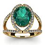 2 3/4 Carat Oval Shape Emerald and Halo Diamond Ring In 14 Karat Yellow Gold Image-1