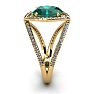 2 3/4 Carat Oval Shape Emerald and Halo Diamond Ring In 14 Karat Yellow Gold Image-3