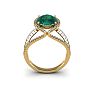 2 3/4 Carat Oval Shape Emerald and Halo Diamond Ring In 14 Karat Yellow Gold Image-4