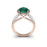 2 3/4 Carat Oval Shape Emerald and Halo Diamond Ring In 14 Karat Rose Gold Image-4