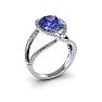 3 Carat Oval Shape Tanzanite and Halo Diamond Ring In 14 Karat White Gold Image-2