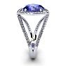 3 Carat Oval Shape Tanzanite and Halo Diamond Ring In 14 Karat White Gold Image-3