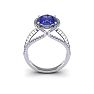 3 Carat Oval Shape Tanzanite and Halo Diamond Ring In 14 Karat White Gold Image-4
