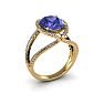 3 Carat Oval Shape Tanzanite and Halo Diamond Ring In 14 Karat Yellow Gold Image-2