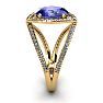 3 Carat Oval Shape Tanzanite and Halo Diamond Ring In 14 Karat Yellow Gold Image-3