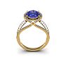 3 Carat Oval Shape Tanzanite and Halo Diamond Ring In 14 Karat Yellow Gold Image-4