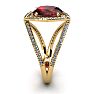Garnet Ring: Garnet Jewelry: 3 1/2 Carat Oval Shape Garnet and Halo Diamond Ring In 14 Karat Yellow Gold Image-3