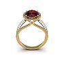 Garnet Ring: Garnet Jewelry: 3 1/2 Carat Oval Shape Garnet and Halo Diamond Ring In 14 Karat Yellow Gold Image-4