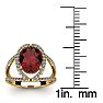 Garnet Ring: Garnet Jewelry: 3 1/2 Carat Oval Shape Garnet and Halo Diamond Ring In 14 Karat Yellow Gold Image-5