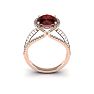 Garnet Ring: Garnet Jewelry: 3 1/2 Carat Oval Shape Garnet and Halo Diamond Ring In 14 Karat Rose Gold Image-4