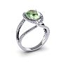 3 Carat Oval Shape Green Amethyst and Halo Diamond Ring In 14 Karat White Gold Image-2