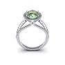 3 Carat Oval Shape Green Amethyst and Halo Diamond Ring In 14 Karat White Gold Image-4