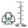 3 Carat Oval Shape Green Amethyst and Halo Diamond Ring In 14 Karat White Gold Image-5