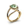 3 Carat Oval Shape Green Amethyst and Halo Diamond Ring In 14 Karat Yellow Gold Image-2