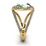 3 Carat Oval Shape Green Amethyst and Halo Diamond Ring In 14 Karat Yellow Gold Image-3