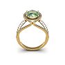 3 Carat Oval Shape Green Amethyst and Halo Diamond Ring In 14 Karat Yellow Gold Image-4