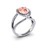 2-3/4 Carat Oval Shape Morganite and Halo Diamond Ring In 14 Karat White Gold Image-2