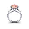 2-3/4 Carat Oval Shape Morganite and Halo Diamond Ring In 14 Karat White Gold Image-4