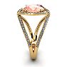 2-3/4 Carat Oval Shape Morganite and Halo Diamond Ring In 14 Karat Yellow Gold Image-3